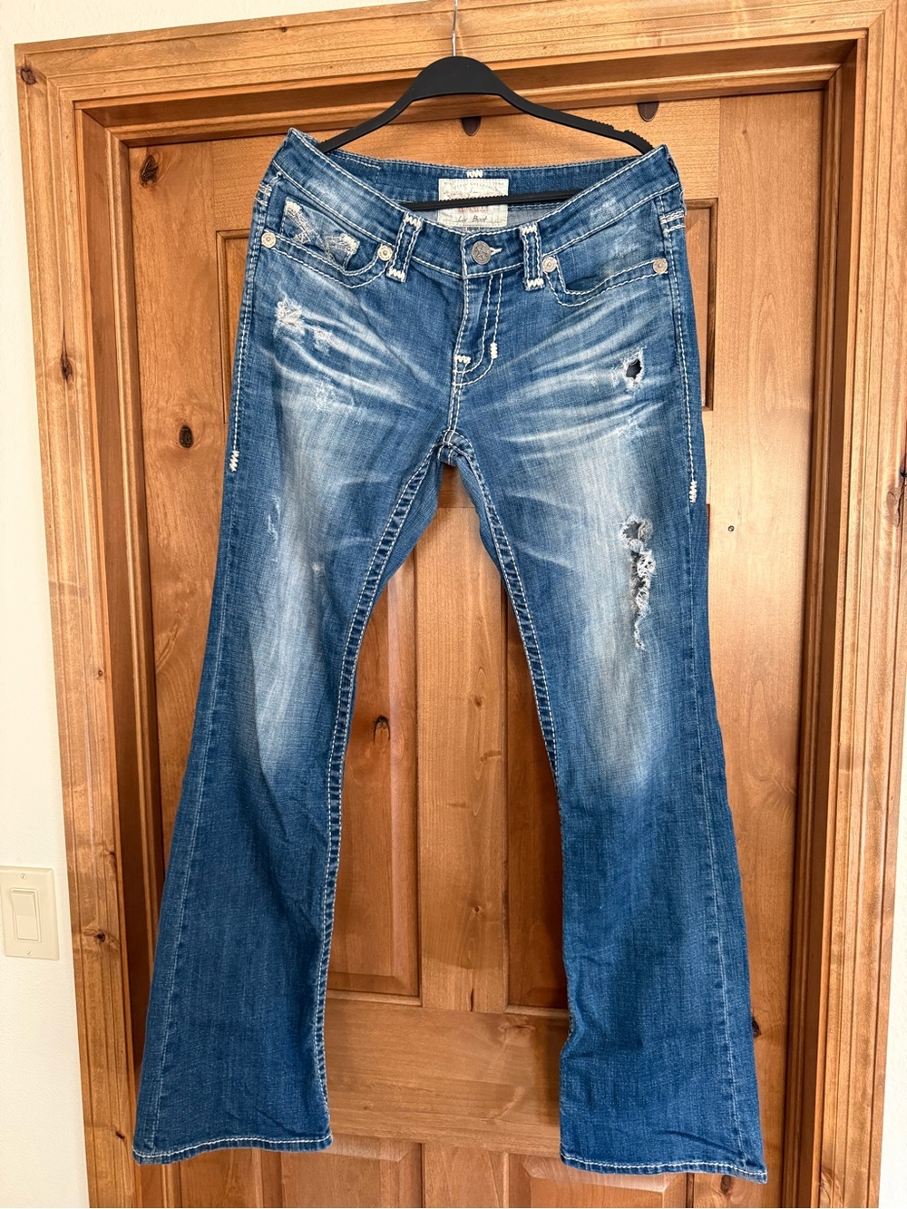 Big Star Women's Flared Distressed Jeans - Blue